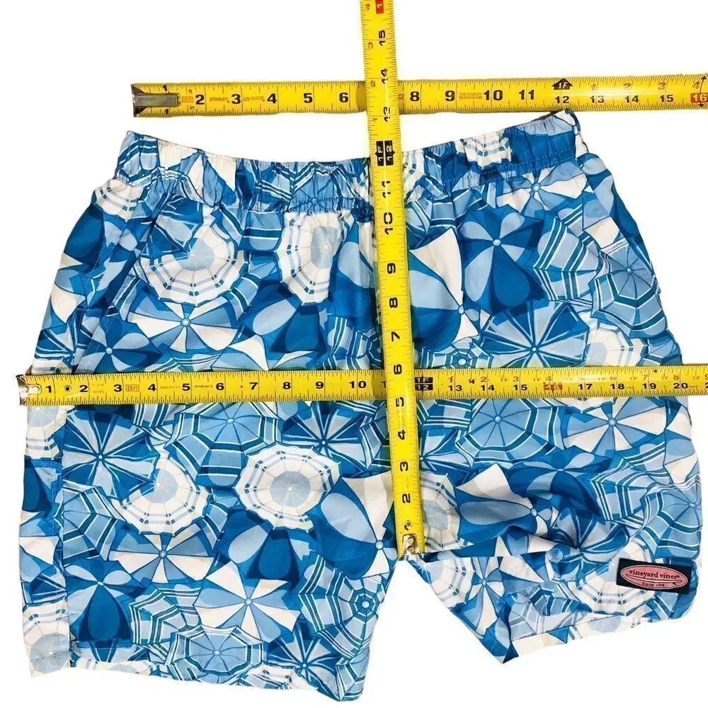NWOT Vineyard Vines Blue Umbrellas Print Swim Board Trunk Shorts Mens Sz S